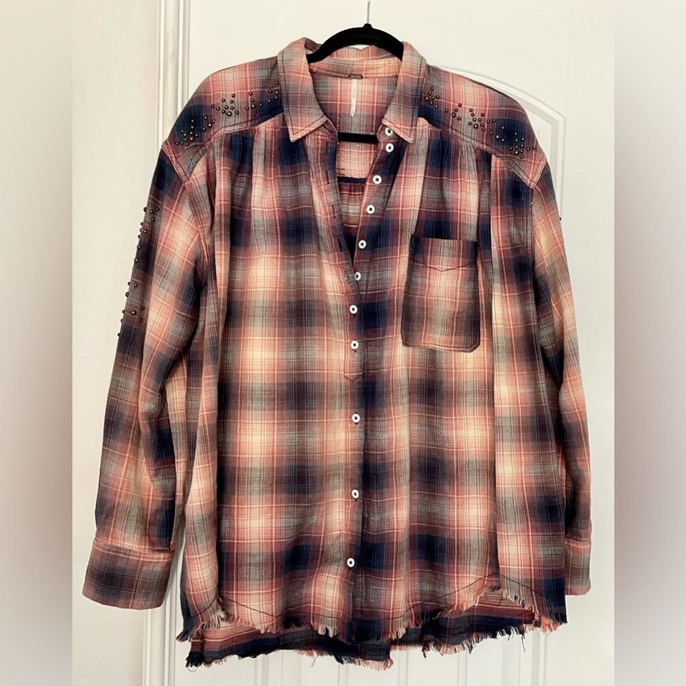 NWOT Free People plaid topper size medium